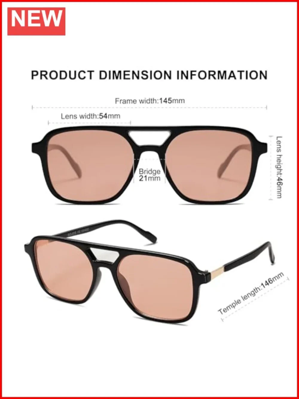 Retro Aviator Sunglasses for Women Men Trendy Rectangle Shades UV400